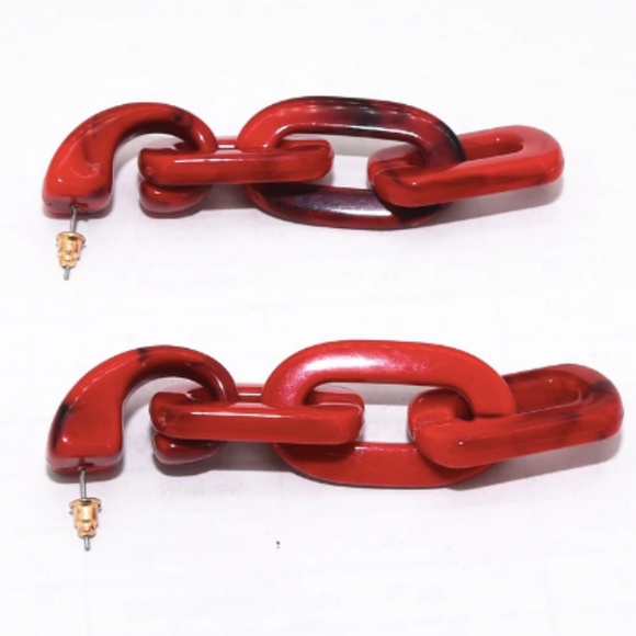 New, Red chain dangle earrings - Picture 5 of 7